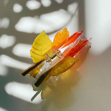 Load image into Gallery viewer, Velvet Claws Autumn Leaf Hair Clip | Claw Clip in Velvet Travel Bag