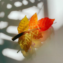 Load image into Gallery viewer, Velvet Claws Autumn Leaf Hair Clip | Claw Clip in Velvet Travel Bag