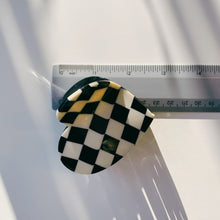 Load image into Gallery viewer, Velvet Claws Checkered Heart Hair Clip | Claw Clip in Velvet Travel Bag