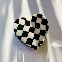 Load image into Gallery viewer, Velvet Claws Checkered Heart Hair Clip | Claw Clip in Velvet Travel Bag