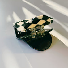 Load image into Gallery viewer, Velvet Claws Checkered Heart Hair Clip | Claw Clip in Velvet Travel Bag