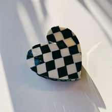 Load image into Gallery viewer, Velvet Claws Checkered Heart Hair Clip | Claw Clip in Velvet Travel Bag
