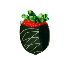Load image into Gallery viewer, Velvet Claws Chocolate Covered Strawberry Hair Clip | Claw Clip in Velvet Travel Bag