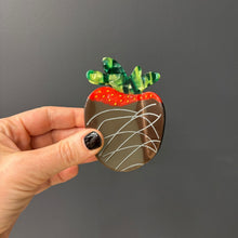 Load image into Gallery viewer, Velvet Claws Chocolate Covered Strawberry Hair Clip | Claw Clip in Velvet Travel Bag