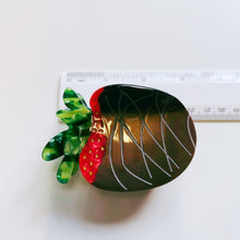 Load image into Gallery viewer, Velvet Claws Chocolate Covered Strawberry Hair Clip | Claw Clip in Velvet Travel Bag