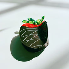 Load image into Gallery viewer, Velvet Claws Chocolate Covered Strawberry Hair Clip | Claw Clip in Velvet Travel Bag