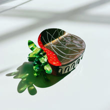 Load image into Gallery viewer, Velvet Claws Chocolate Covered Strawberry Hair Clip | Claw Clip in Velvet Travel Bag