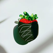 Load image into Gallery viewer, Velvet Claws Chocolate Covered Strawberry Hair Clip | Claw Clip in Velvet Travel Bag