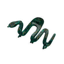 Load image into Gallery viewer, Velvet Claws Cleopatra Green Snake Hair Claw | Claw Clip in Velvet Travel Bag