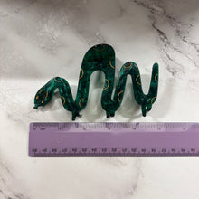 Load image into Gallery viewer, Velvet Claws Cleopatra Green Snake Hair Claw | Claw Clip in Velvet Travel Bag