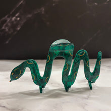 Load image into Gallery viewer, Velvet Claws Cleopatra Green Snake Hair Claw | Claw Clip in Velvet Travel Bag