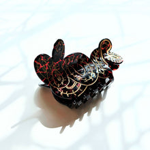 Load image into Gallery viewer, Velvet Claws Coiled Snake Claw in Brown Gold and Red Hair Clip | Claw Clip in Velvet Travel Bag