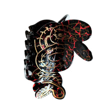 Load image into Gallery viewer, Velvet Claws Coiled Snake Claw in Brown Gold and Red Hair Clip | Claw Clip in Velvet Travel Bag