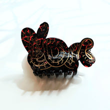 Load image into Gallery viewer, Velvet Claws Coiled Snake Claw in Brown Gold and Red Hair Clip | Claw Clip in Velvet Travel Bag