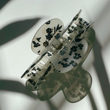 Load image into Gallery viewer, Velvet Claws French Floral Black Flowers Hair Claw | Claw Clip in Velvet Travel Bag
