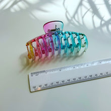 Load image into Gallery viewer, Velvet Claws Hair Claw | The Lobster in Glossy Translucent Rainbow | Claw Clip in Velvet Travel Bag