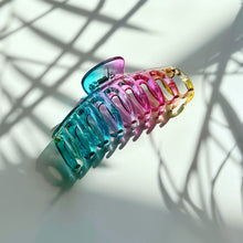 Load image into Gallery viewer, Velvet Claws Hair Claw | The Lobster in Glossy Translucent Rainbow | Claw Clip in Velvet Travel Bag