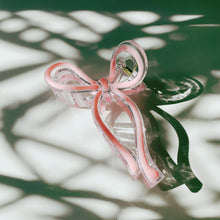 Load image into Gallery viewer, Velvet Claws Hair Clip | Coquette Bow in Pink | Claw Clip in Velvet Travel Bag