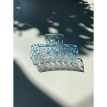 Load image into Gallery viewer, Velvet Claws Hair Clip | The Crystal in Blue Flowers | Claw Clip in Velvet Travel Bag