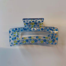 Load image into Gallery viewer, Velvet Claws Hair Clip | The Crystal in Blue Flowers | Claw Clip in Velvet Travel Bag