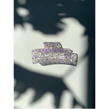 Load image into Gallery viewer, Velvet Claws Hair Clip | The Crystal in Purple Blossoms | Claw Clip in Velvet Travel Bag
