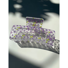 Load image into Gallery viewer, Velvet Claws Hair Clip | The Crystal in Purple Blossoms | Claw Clip in Velvet Travel Bag