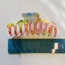 Load image into Gallery viewer, Velvet Claws Hair Clip | The Lobster in Primavera Floral on White | Claw Clip in Velvet Travel Bag