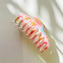Load image into Gallery viewer, Velvet Claws Hair Clip | The Lobster in Primavera Floral on White | Claw Clip in Velvet Travel Bag