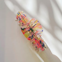 Load image into Gallery viewer, Velvet Claws Hair Clip | The Lobster in Translucent Blooms | Claw Clip in Velvet Travel Bag