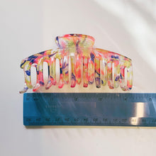 Load image into Gallery viewer, Velvet Claws Hair Clip | The Lobster in Translucent Blooms | Claw Clip in Velvet Travel Bag