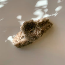 Load image into Gallery viewer, Velvet Claws Hair Clip | Triangle Plush in Teddy Bear Brown Faux Fur | Claw Clip in Velvet Travel Bag