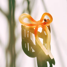 Load image into Gallery viewer, Velvet Claws Mini Coquette Bow in Caramel Latte Hair Clip | Claw Clip in Velvet Travel Bag