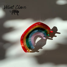 Load image into Gallery viewer, Velvet Claws Mini Hair Clip | Curvy Rainbow | Claw Clip in Velvet Travel Bag