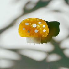 Load image into Gallery viewer, Velvet Claws Mini Mushroom Hair Clip in Orange | Claw Clip in Velvet Travel Bag