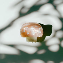 Load image into Gallery viewer, Velvet Claws Mini Mushroom Hair Clip in Pink | Claw Clip in Velvet Travel Bag