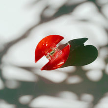 Load image into Gallery viewer, Velvet Claws Mini Mushroom Hair Clip in Red | Claw Clip in Velvet Travel Bag