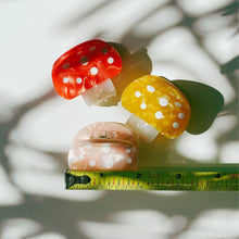 Load image into Gallery viewer, Velvet Claws Mini Mushroom Hair Clip in Red | Claw Clip in Velvet Travel Bag