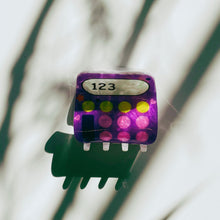 Load image into Gallery viewer, Velvet Claws Mini Purple Calculator Hair Claw | Claw Clip in Velvet Travel Bag