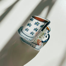 Load image into Gallery viewer, Velvet Claws Mini White Tea Cup with Blue Flowers Hair Claw | Claw Clip
