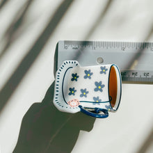 Load image into Gallery viewer, Velvet Claws Mini White Tea Cup with Blue Flowers Hair Claw | Claw Clip