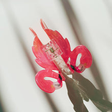 Load image into Gallery viewer, Velvet Claws Pink Flamingo Hair Clip | Claw Clip in Velvet Travel Bag