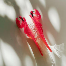 Load image into Gallery viewer, Velvet Claws Pink Flamingo Hair Clip | Claw Clip in Velvet Travel Bag