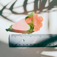 Load image into Gallery viewer, Velvet Claws Pink Flower Bouquet Mini Hair Claw | Claw Clip in Velvet Travel Bag
