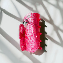 Load image into Gallery viewer, Velvet Claws Pink Leopard Hair Claw | Claw Clip in Velvet Travel Bag