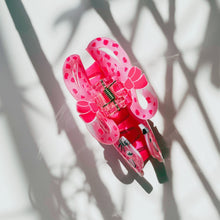 Load image into Gallery viewer, Velvet Claws Pink Leopard Hair Claw | Claw Clip in Velvet Travel Bag