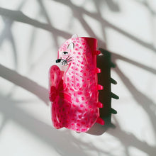 Load image into Gallery viewer, Velvet Claws Pink Leopard Hair Claw | Claw Clip in Velvet Travel Bag