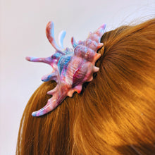 Load image into Gallery viewer, Velvet Claws Realistic Conch Shell Hair Claw in Mermaid Colors | Claw Clip in Velvet Travel Bag