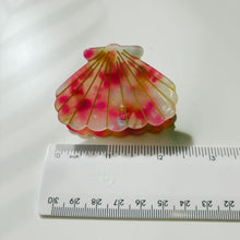Load image into Gallery viewer, Velvet Claws Seashell Claw Set of 2: Aqua and Coral | Hair Claw Clip in Velvet Travel Bag