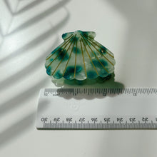 Load image into Gallery viewer, Velvet Claws Seashell Claw Set of 2: Aqua and Coral | Hair Claw Clip in Velvet Travel Bag
