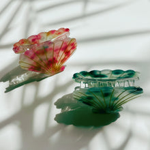 Load image into Gallery viewer, Velvet Claws Seashell Claw Set of 2: Aqua and Coral | Hair Claw Clip in Velvet Travel Bag